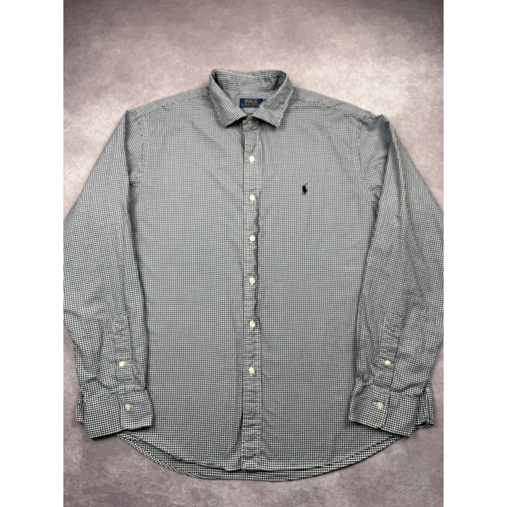 Polo Ralph Lauren Mens XXL Gingham Check Shirt Black White Cotton Preppy Classic